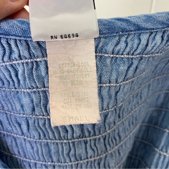 Vintage Bridge Sportswear Denim Midi Dress Blue Smocked Modest Cottagecore Sz S - Picture 11 of 13